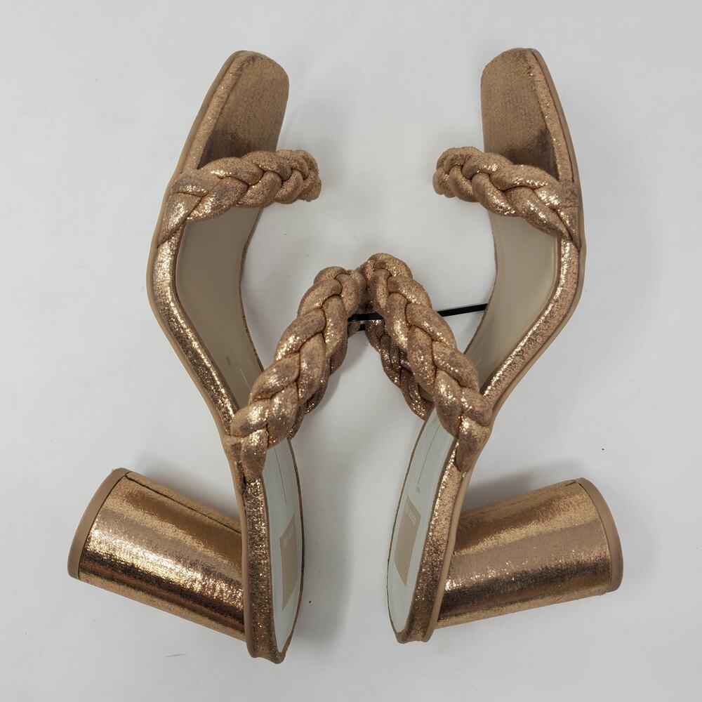 Dolce Vita Paily Braided Gold Metallic Block Heel Sandals Sz 8.5 Date Summer - Picture 5 of 6